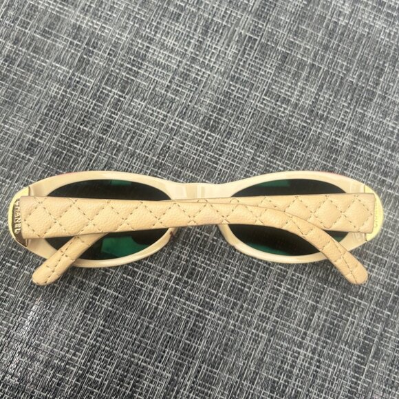 CHANEL 5129-Q 711/13 BROWN WITH BEIGE LEATHER AND BROWN GR LENSES SUNGLASSES - Picture 9 of 16